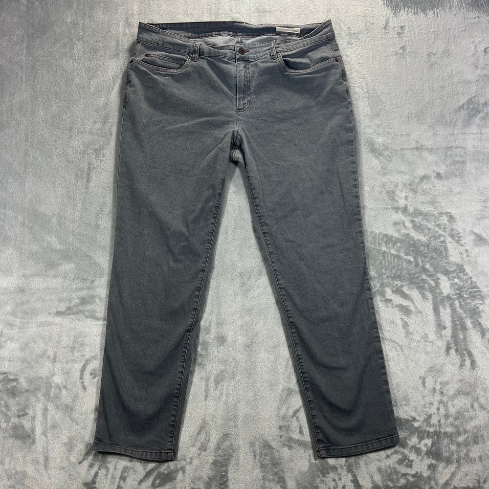 EILEEN FISHER Jean Womens 14 Grey Organic Cotton Stretch Straight USA Casual Eco